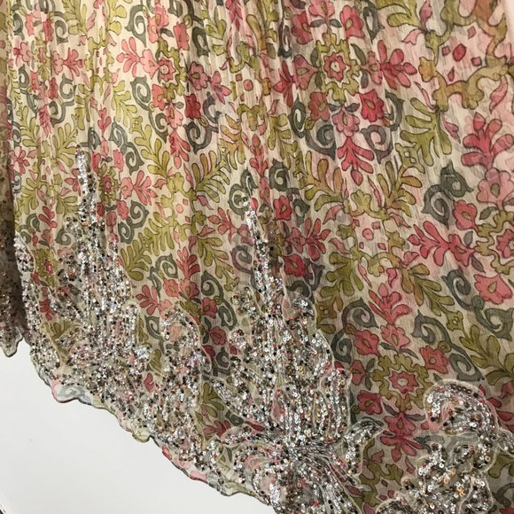 Rina Dhaka Sheer Mini Sleeveless Beaded Swing/Trapeze Dress - Picture 5 of 10